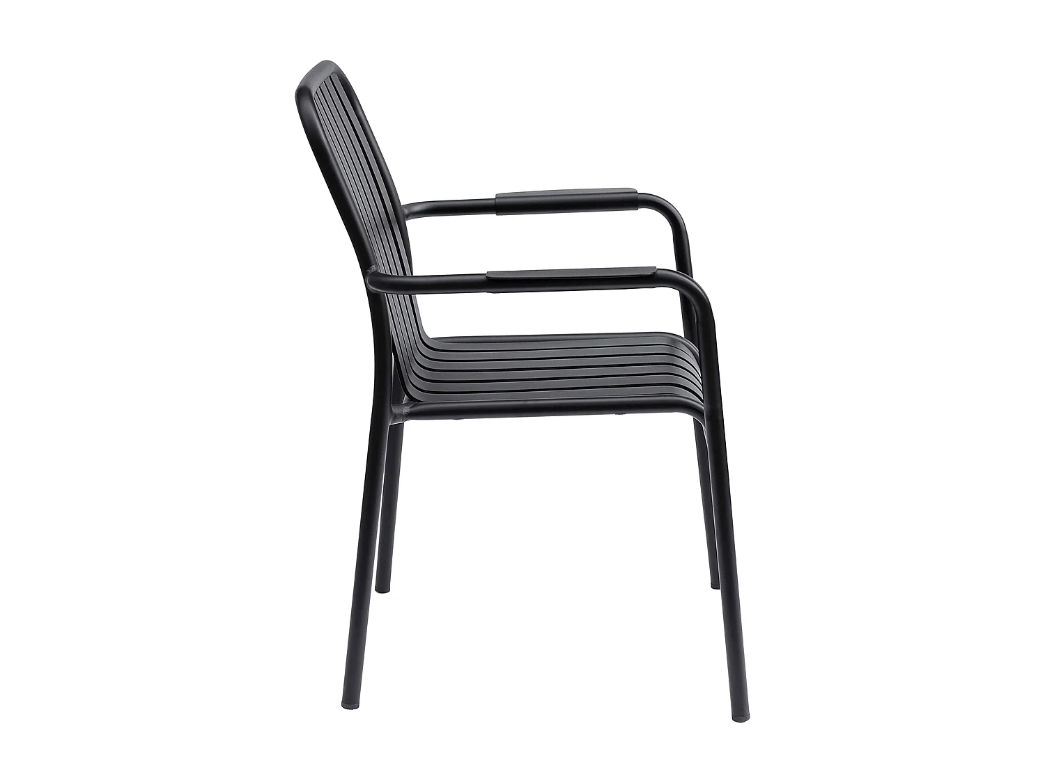 Chaise de terrasse avec accoudoirs en aluminium noire