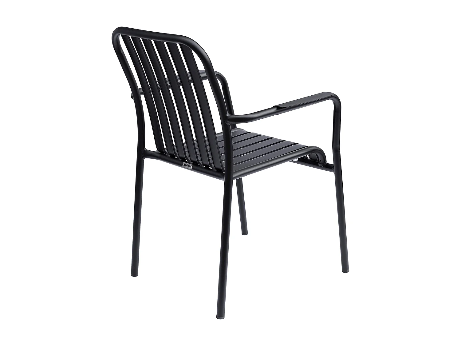 Chaise de terrasse avec accoudoirs en aluminium noire