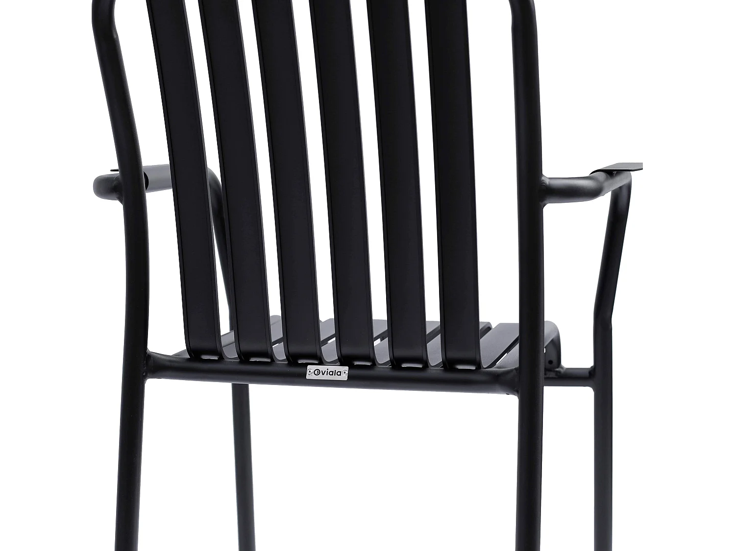 Chaise de terrasse avec accoudoirs en aluminium noire