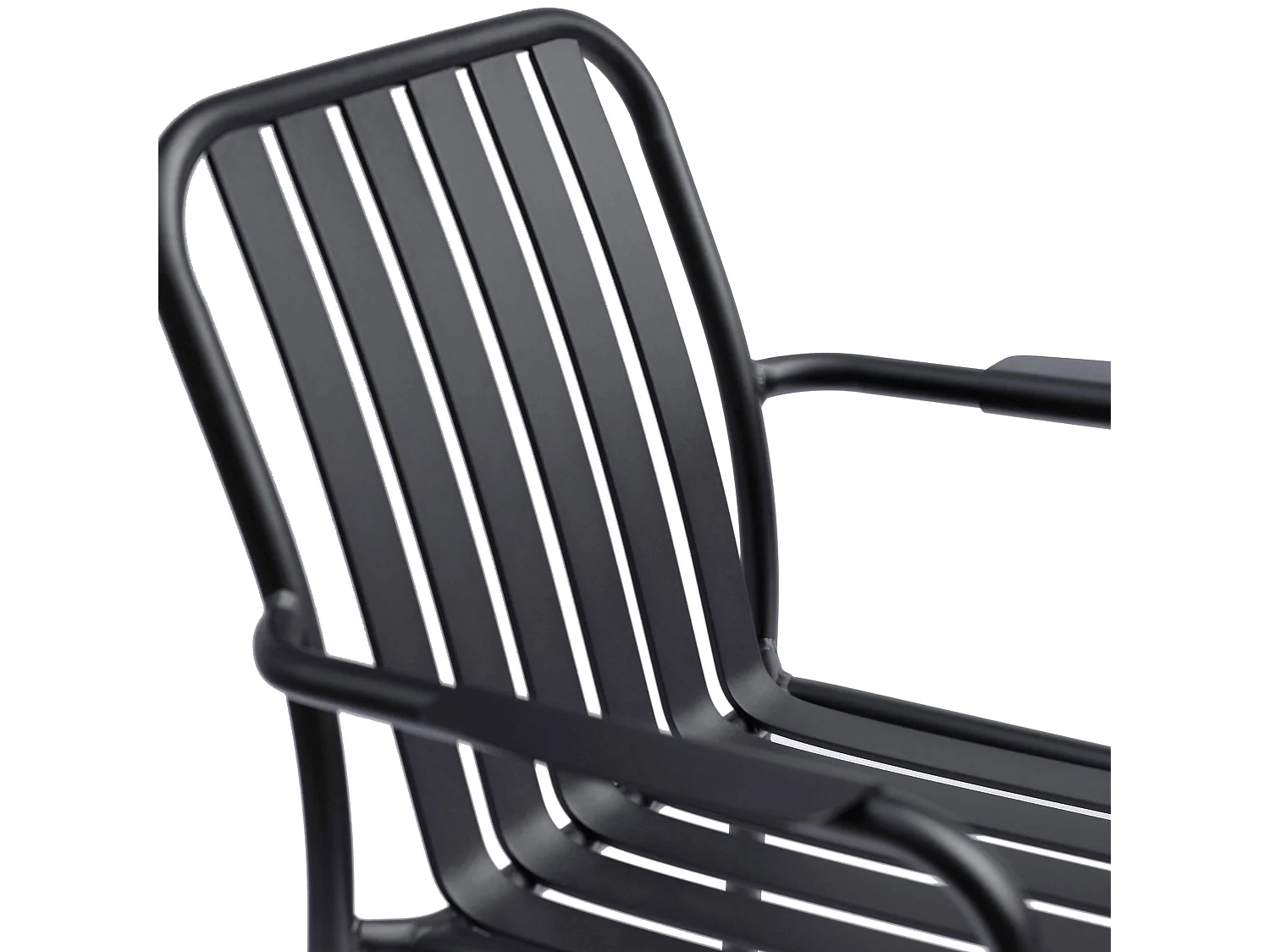 Chaise de terrasse avec accoudoirs en aluminium noire