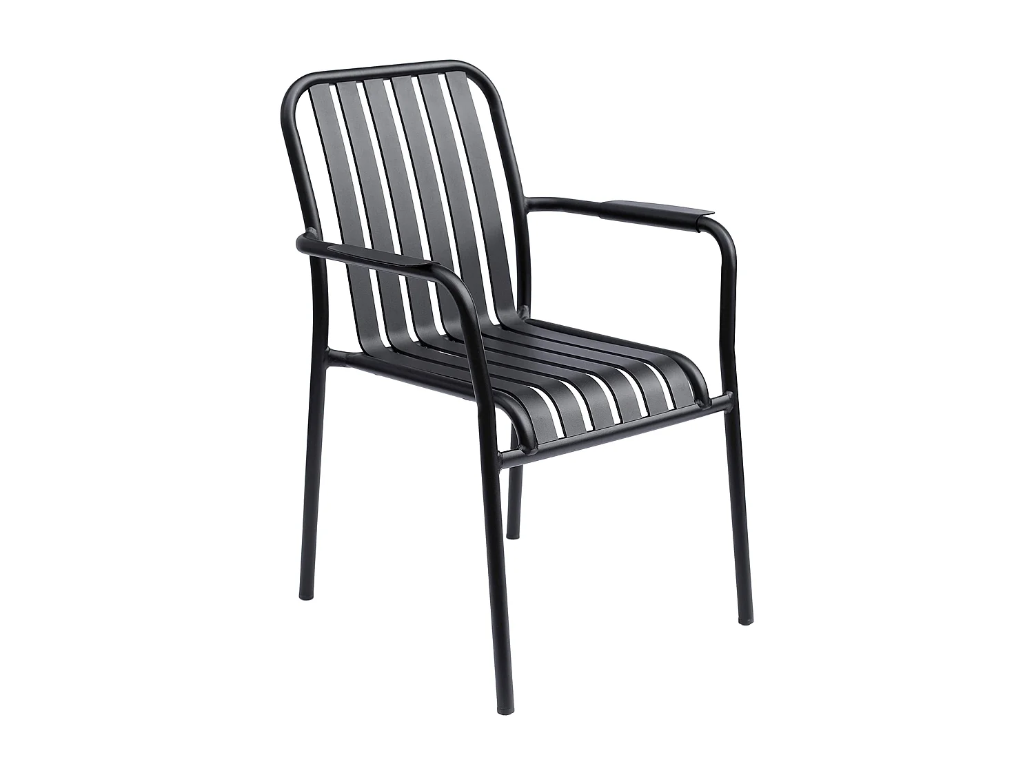 Chaise de terrasse avec accoudoirs en aluminium noire