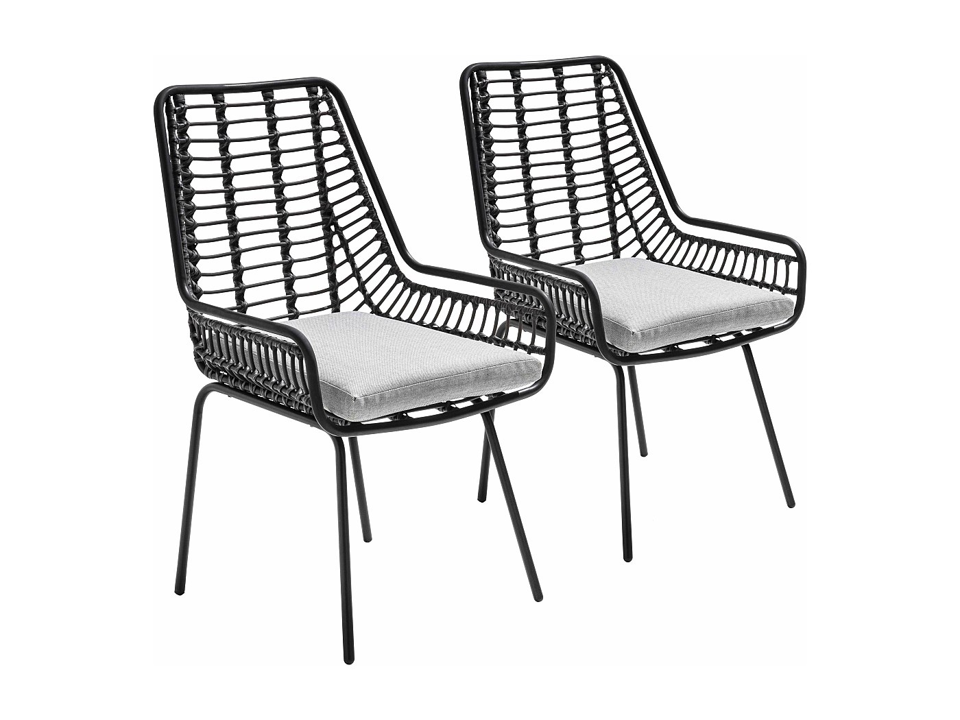 Lot 2 chaises de jardin en résine tressée et acier