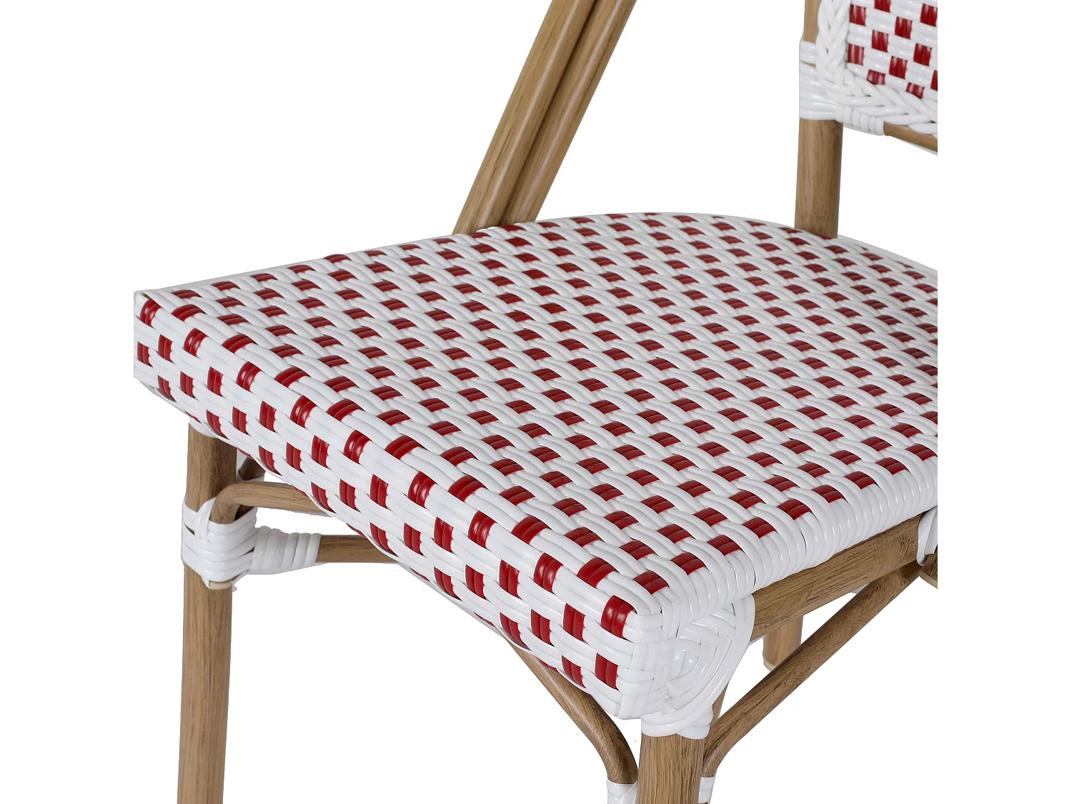 Chaise de terrasse bistrot parisien en aluminium et rotin rouge