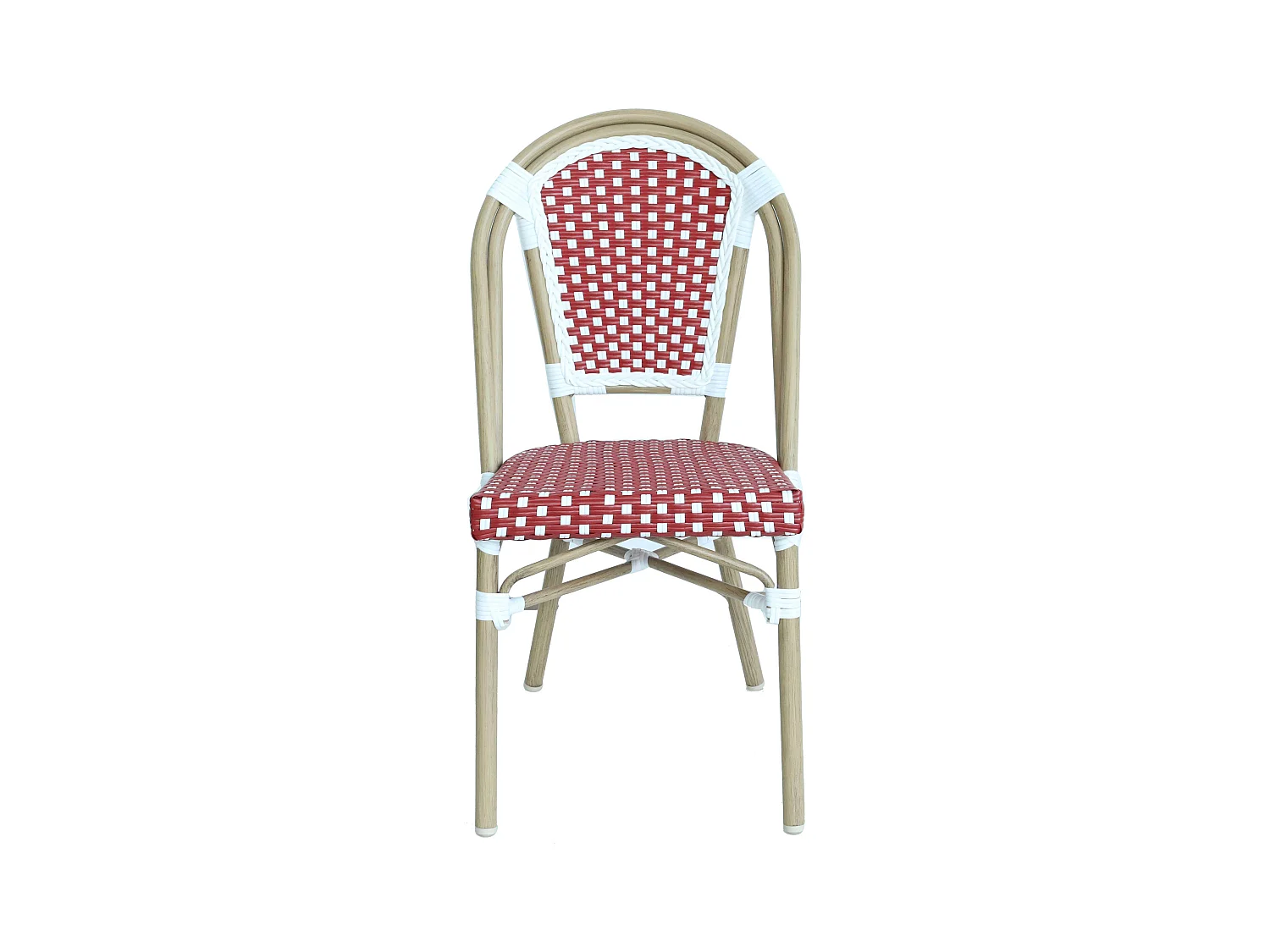Chaise de terrasse bistrot parisien en aluminium et rotin rouge