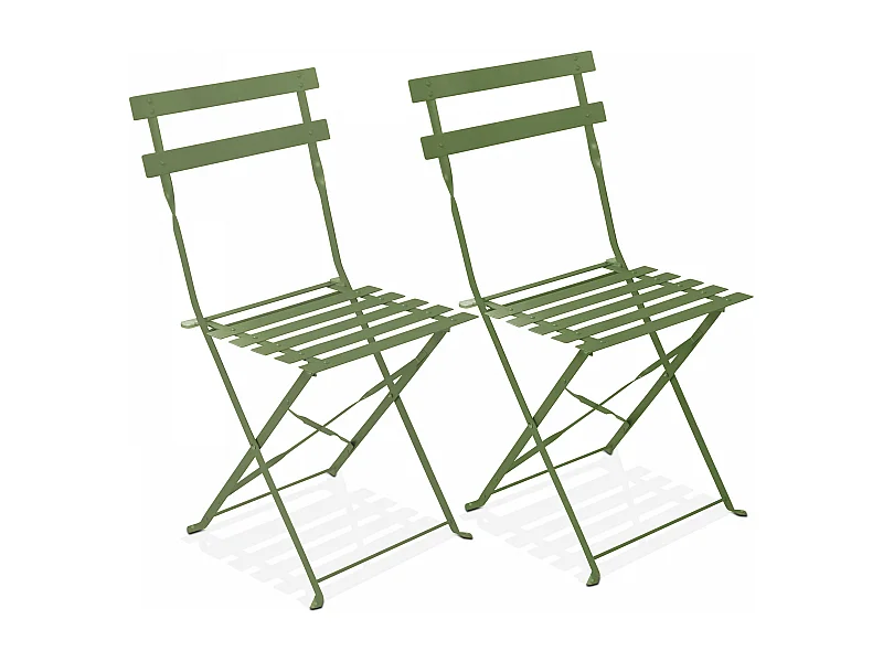 Lot de 2 chaises pliantes en acier vert cactus