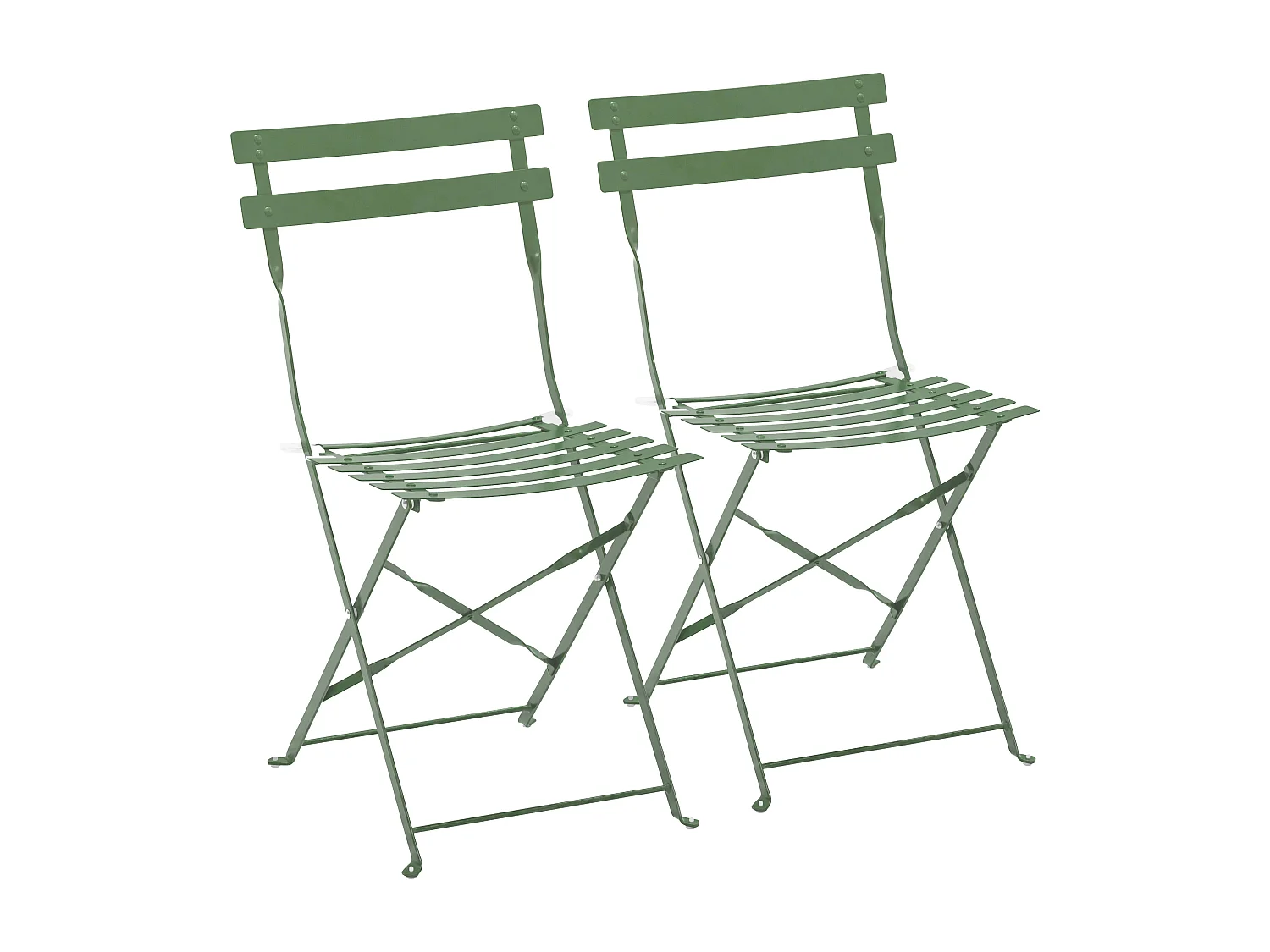 Lot de 2 chaises pliantes en acier vert cactus