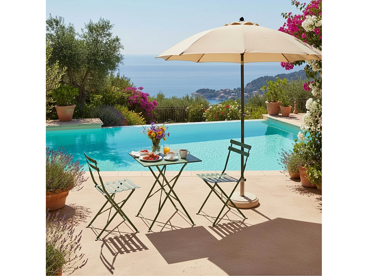 Lot de 2 chaises pliantes en acier vert cactus