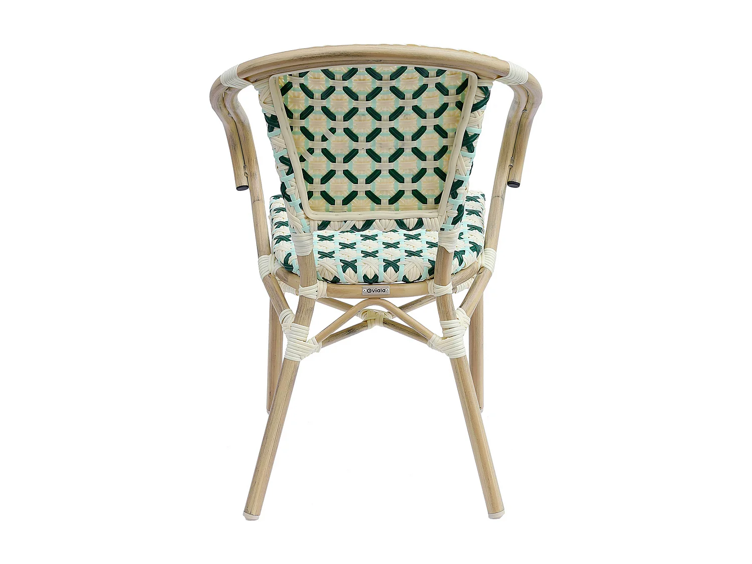 Fauteuil de terrasse bistrot parisien en aluminium et rotin vert foncé