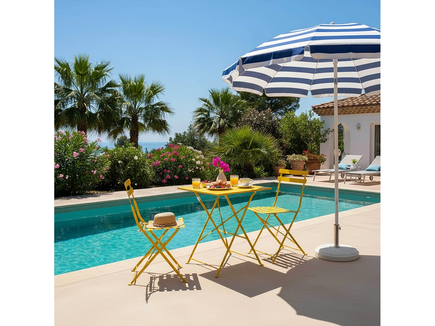 Lot de 2 chaises pliantes en acier jaune