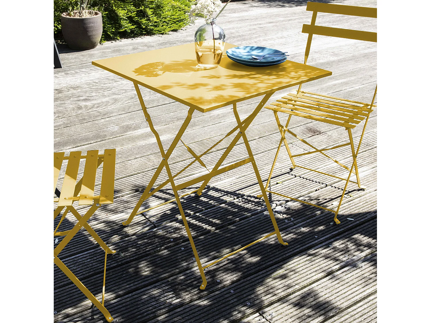 Lot de 2 chaises pliantes en acier jaune