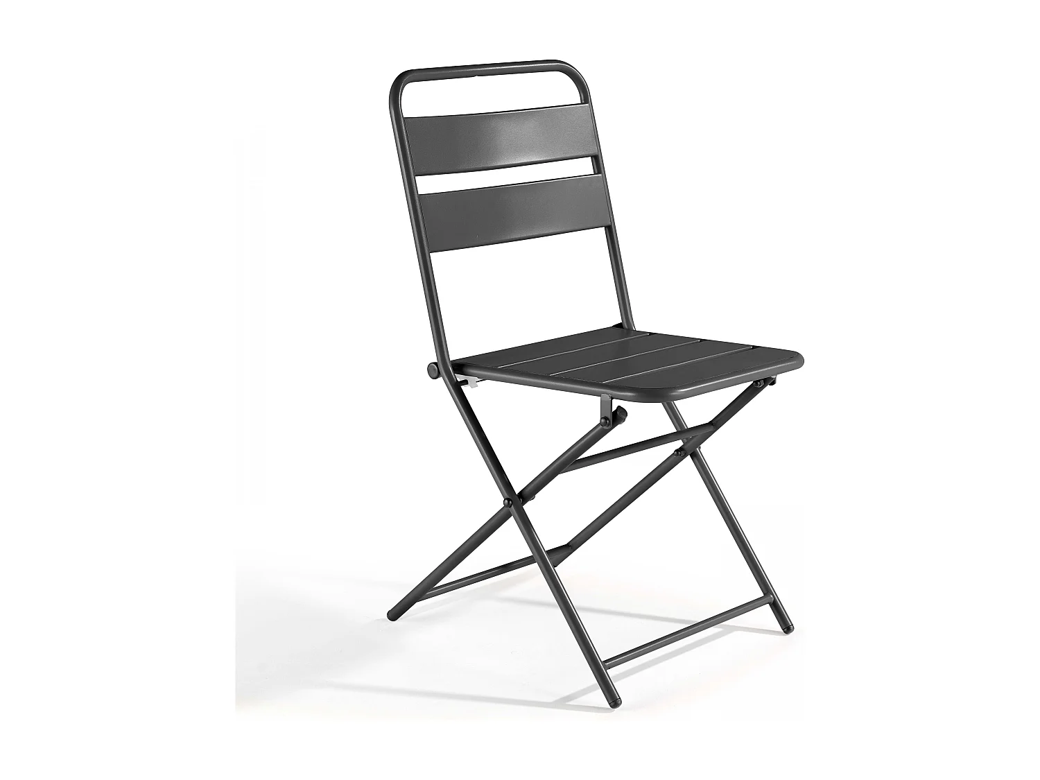 Lot de 2 chaises de jardin pliantes en métal gris - Palavas