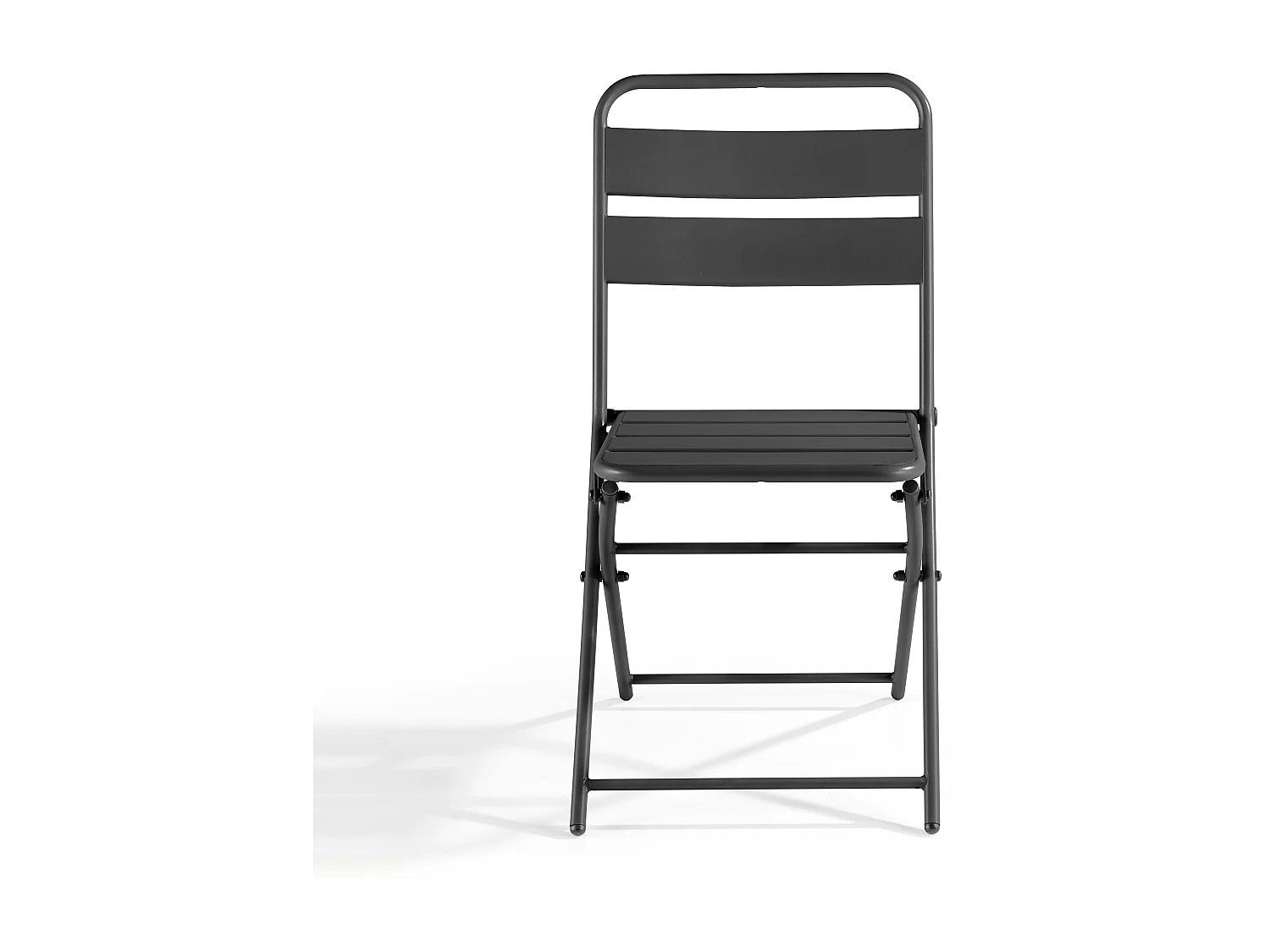 Lot de 2 chaises de jardin pliantes en métal gris - Palavas