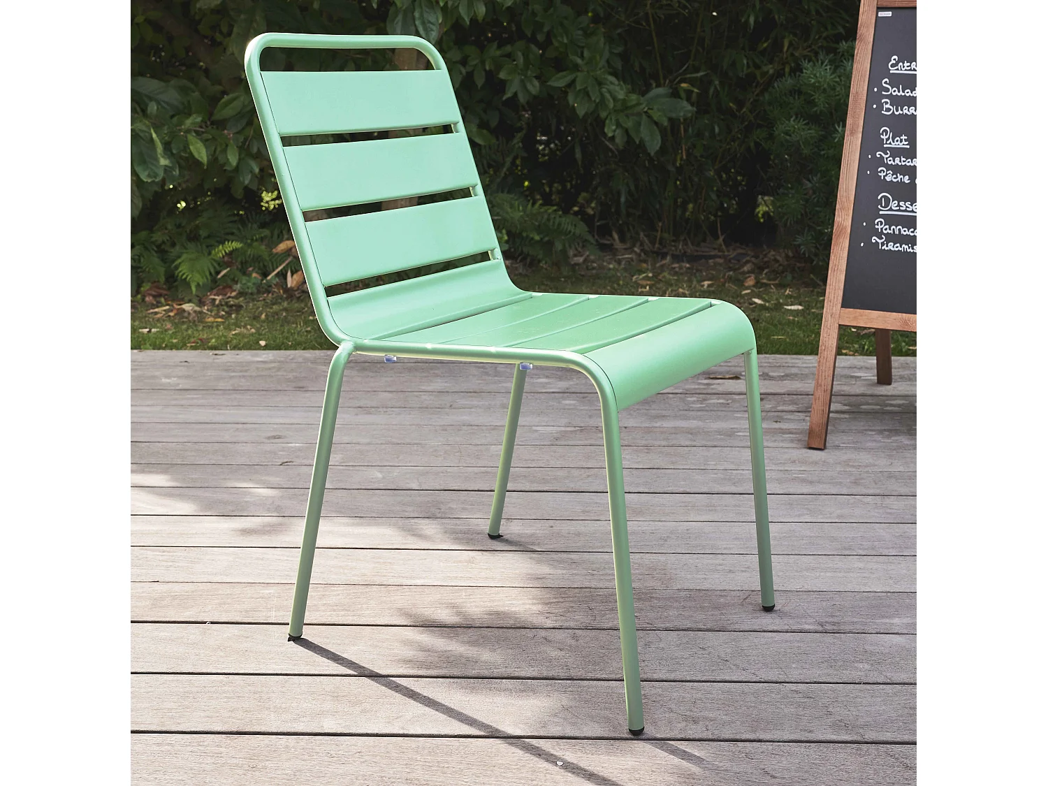 Chaise de jardin en métal vert sauge - Palavas