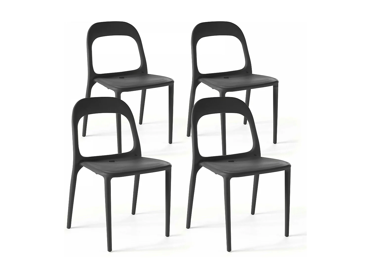 Lot de 4 chaises en plastique noir