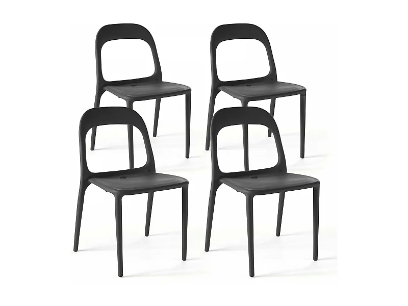 Lot de 4 chaises en plastique noir