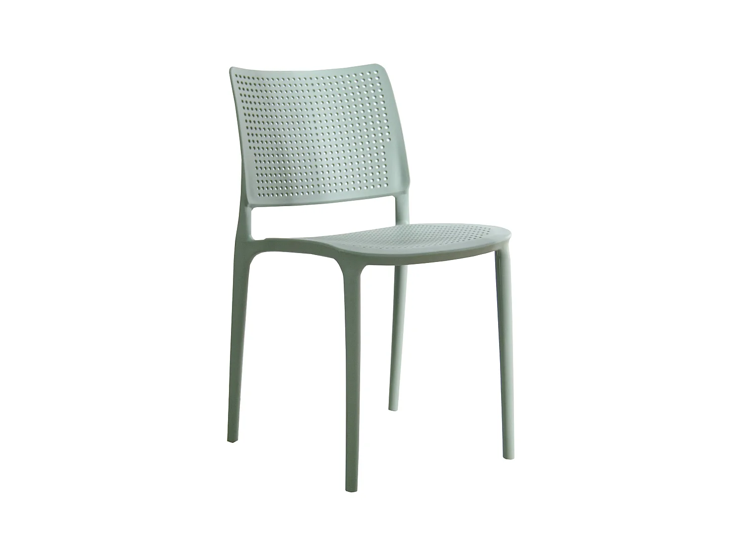 Chaise de terrasse ajourée en plastique vert sauge