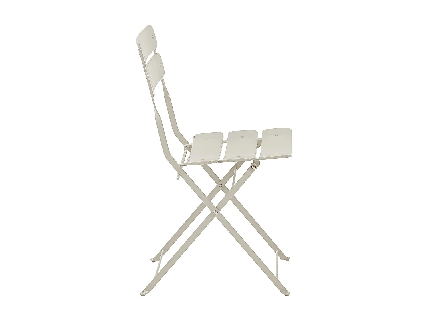 Lot de deux chaises pliantes en acier beige clair