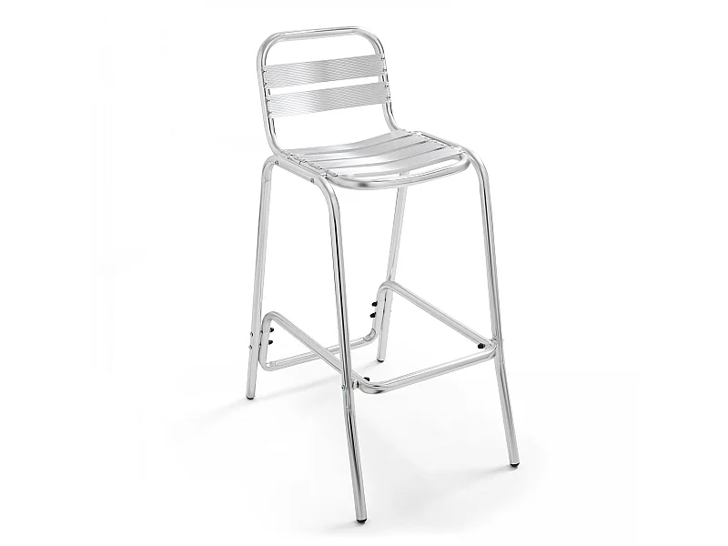 Hoge stoel van grijs aluminium