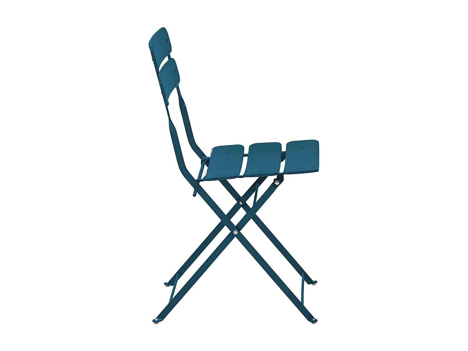 Lot de deux chaises pliantes en acier bleu pacific