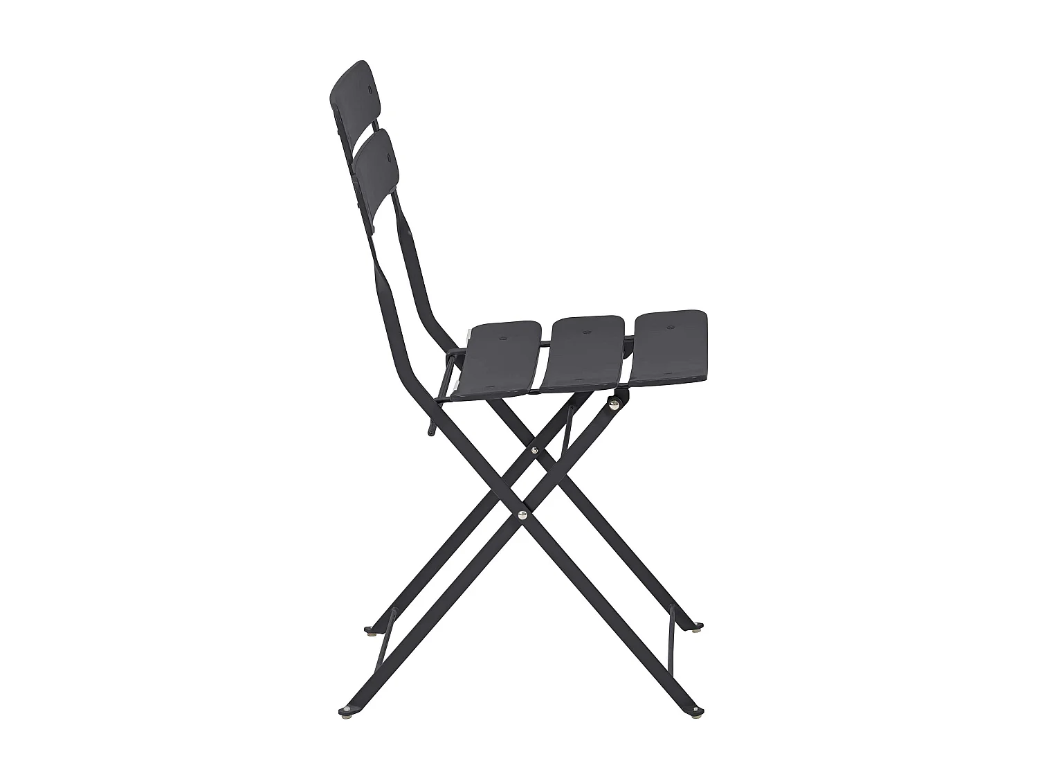 Lot de deux chaises pliantes en acier gris anthracite