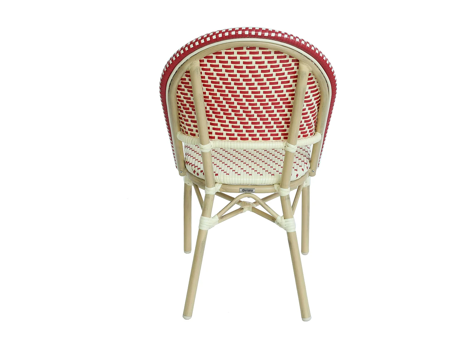 Chaise de terrasse bistrot parisien en aluminium et rotin rouge