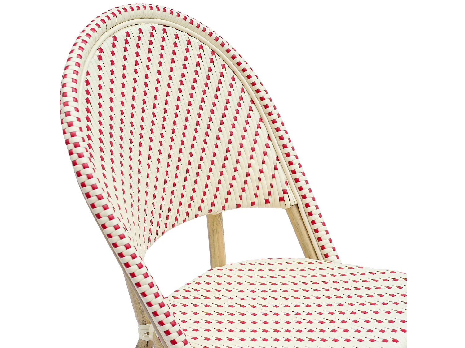 Chaise de terrasse bistrot parisien en aluminium et rotin rouge