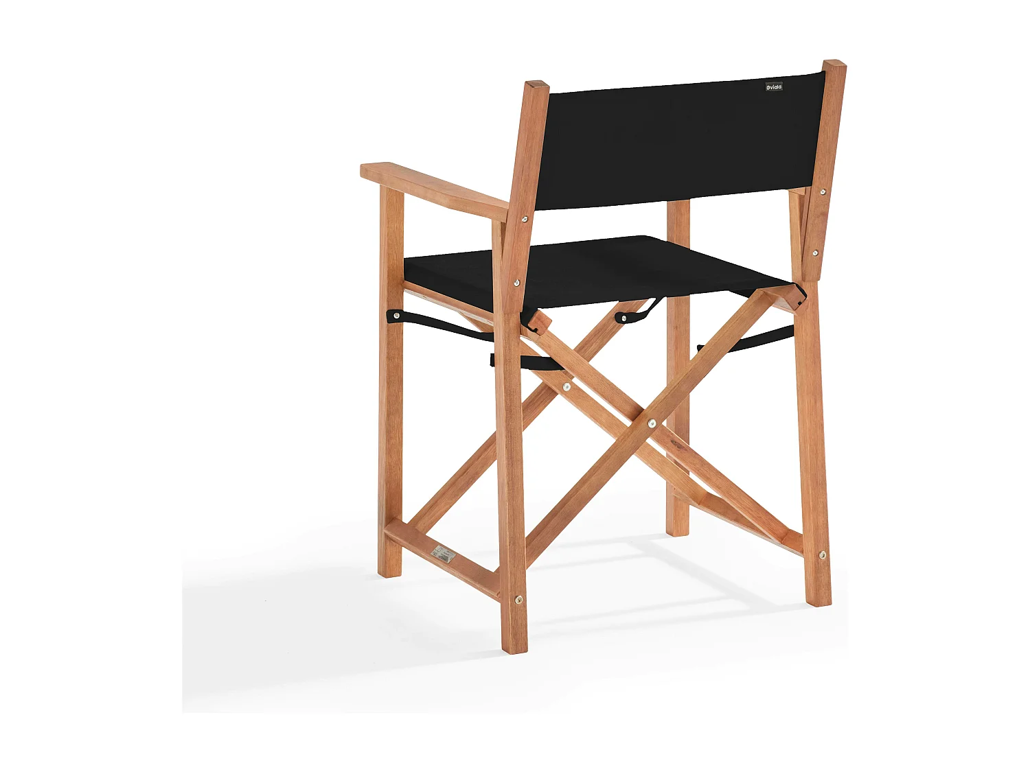 Lot de 2 chaises pliantes en bois d'eucalyptus et textilène noir