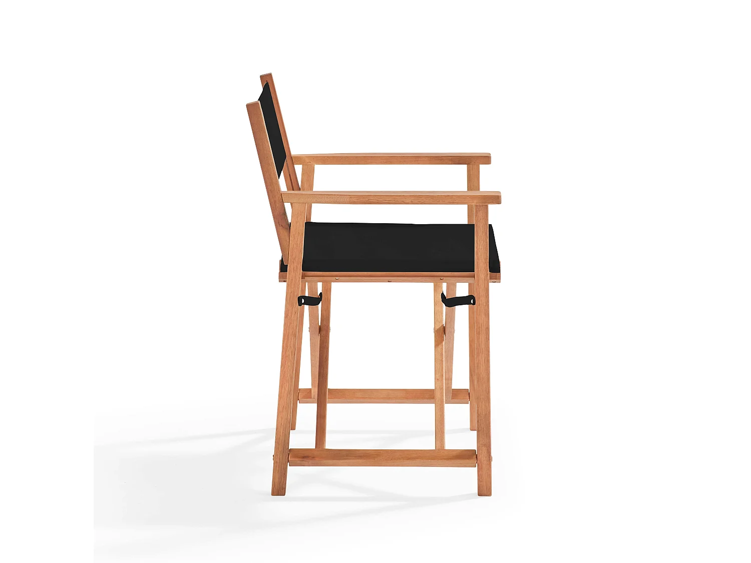 Lot de 2 chaises pliantes en bois d'eucalyptus et textilène noir