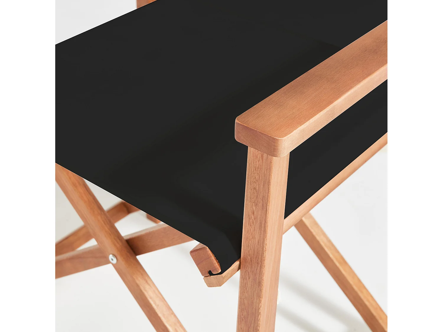 Lot de 2 chaises pliantes en bois d'eucalyptus et textilène noir