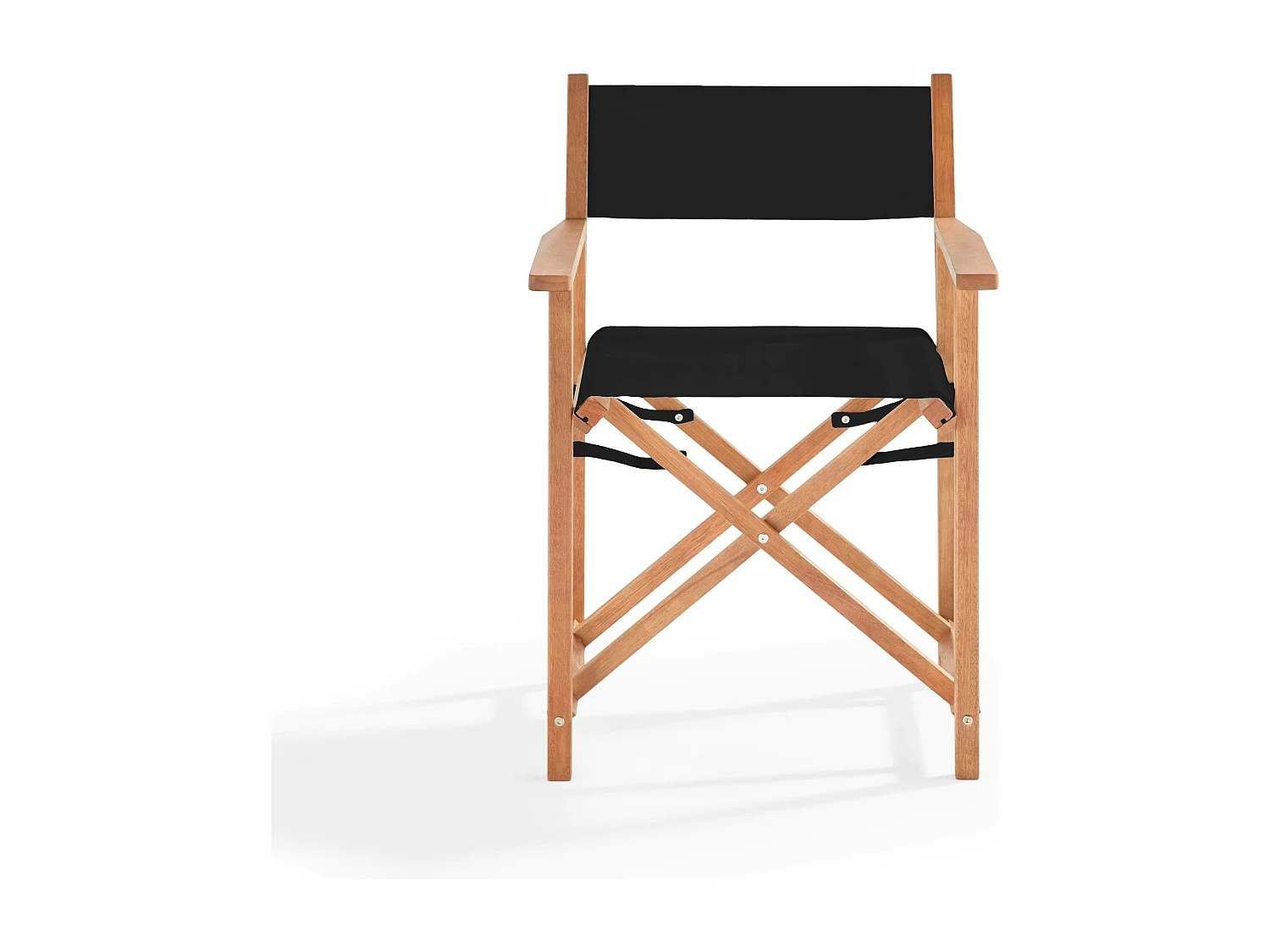 Lot de 2 chaises pliantes en bois d'eucalyptus et textilène noir