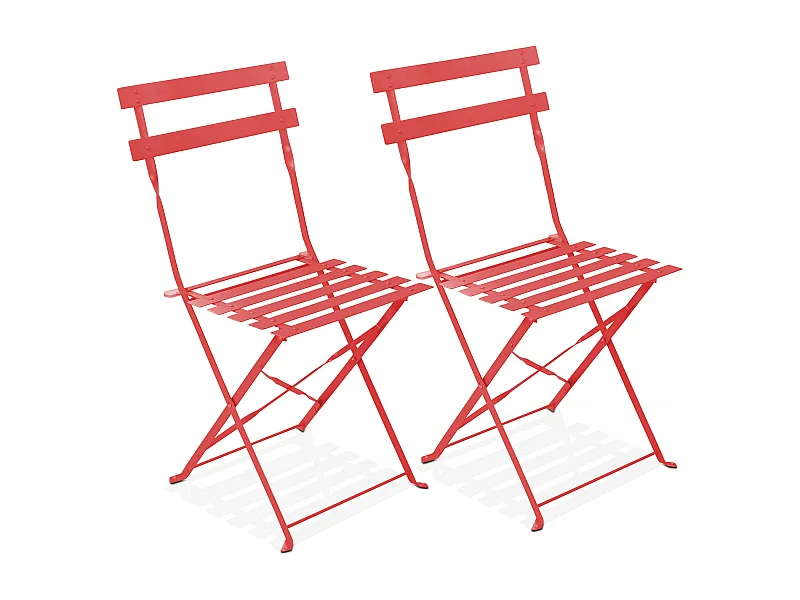 Lot de 2 chaises pliantes en acier rouges