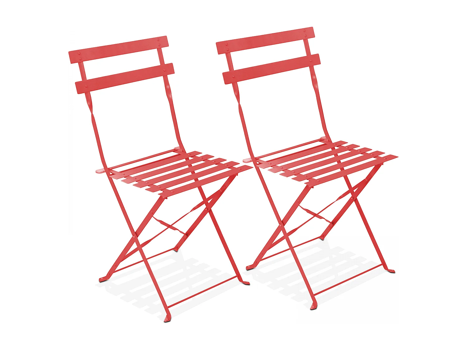 Lot de 2 chaises pliantes en acier rouges