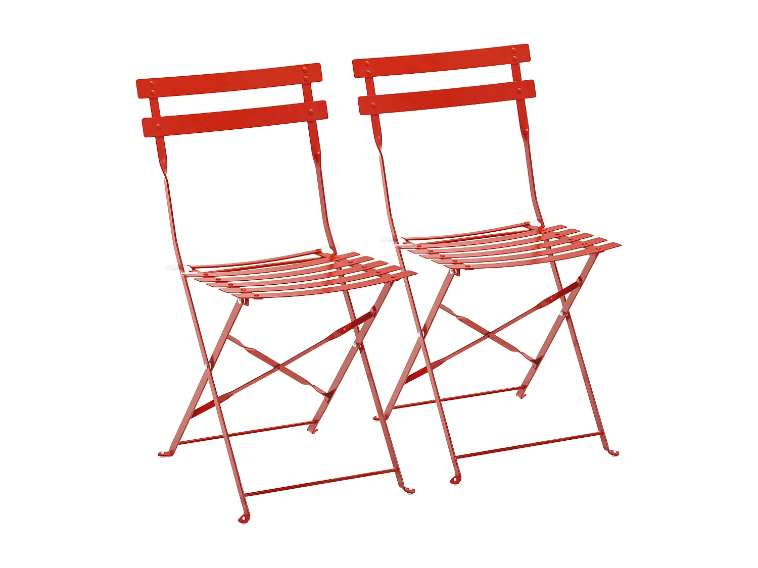 Lot de 2 chaises pliantes en acier rouges