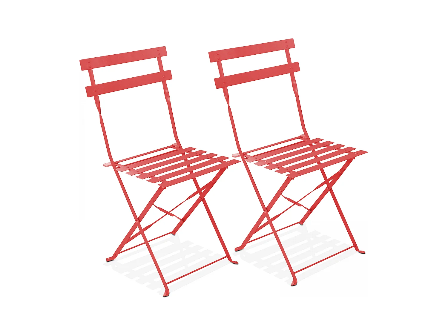 Lot de 2 chaises pliantes en acier rouges