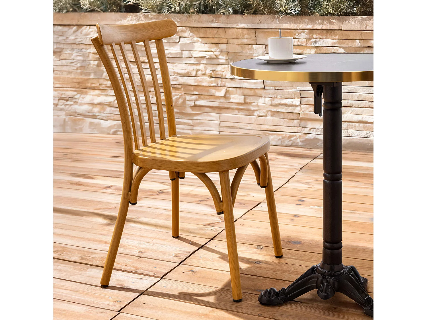 Chaise de terrasse en aluminium bois