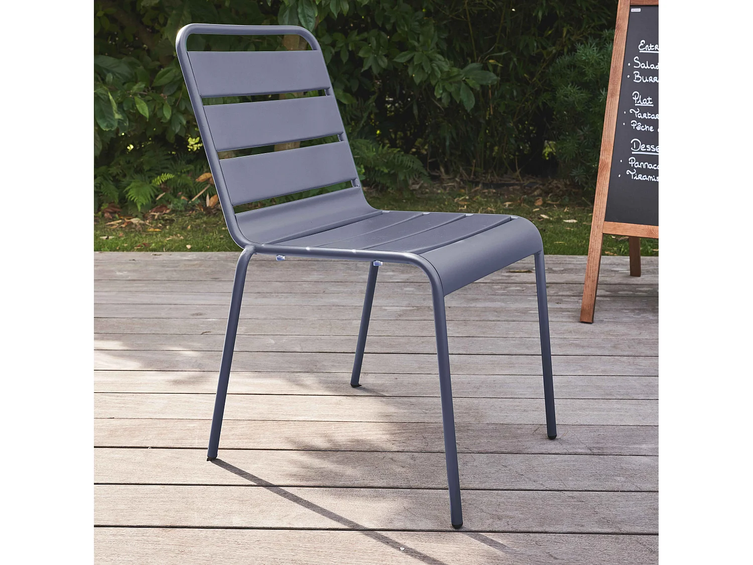 Chaise de jardin en métal gris anthracite - Palavas