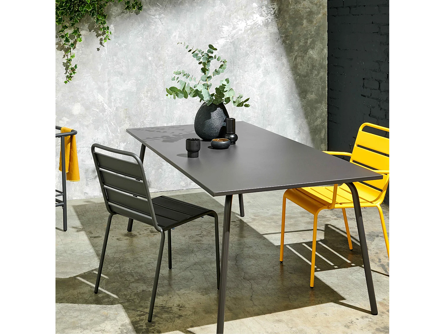 Chaise de jardin en métal gris anthracite - Palavas