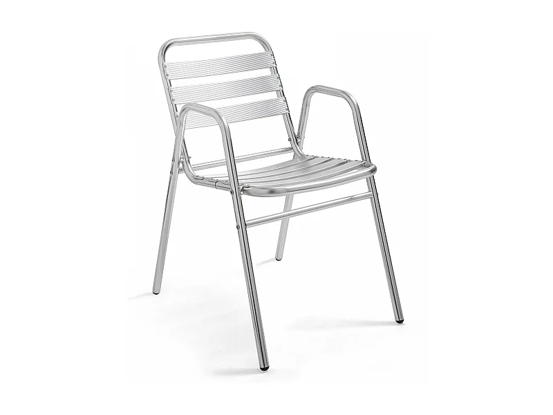 Chaise de jardin empilable en aluminium gris clair