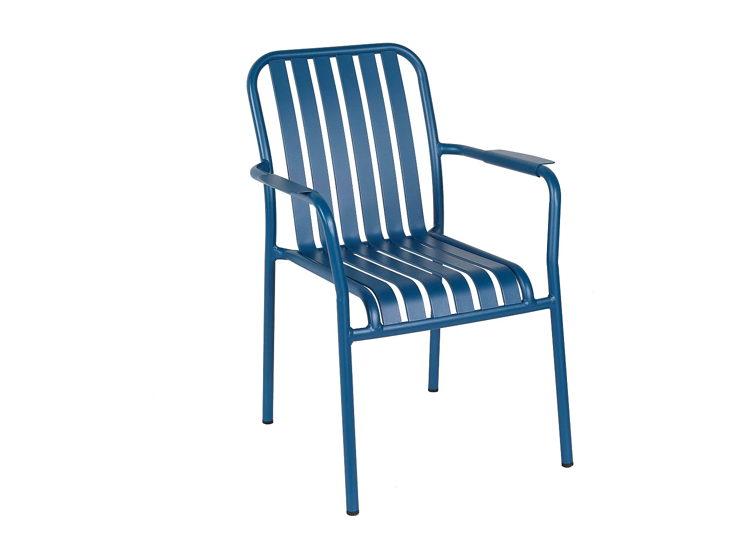 Chaise de terrasse avec accoudoirs en aluminium bleu foncé