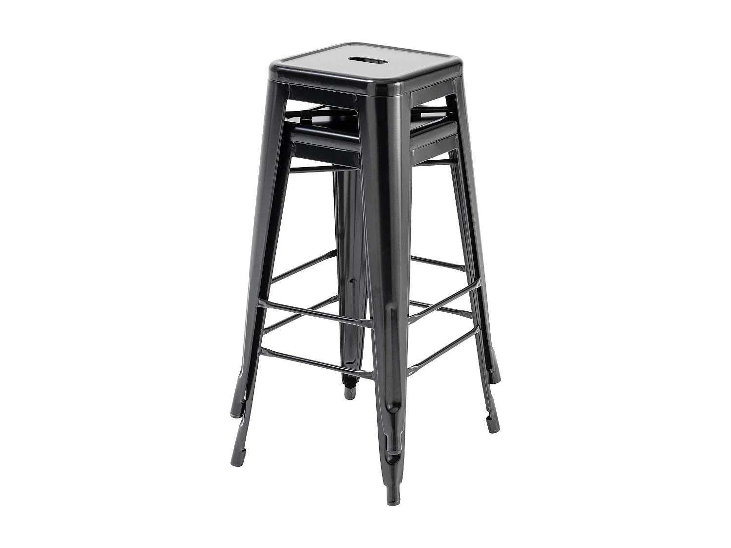 Lot de 4 tabourets de bar en acier noir mat