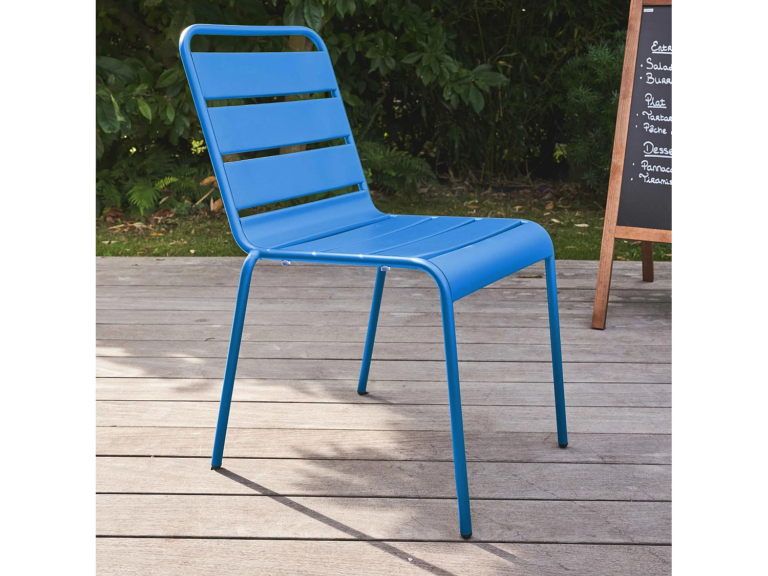 Chaise de jardin en métal bleu pacific  - Palavas