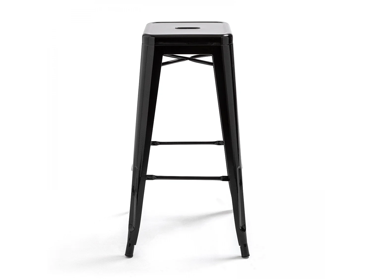 Lot de 4 tabourets de bar en acier noir brillant