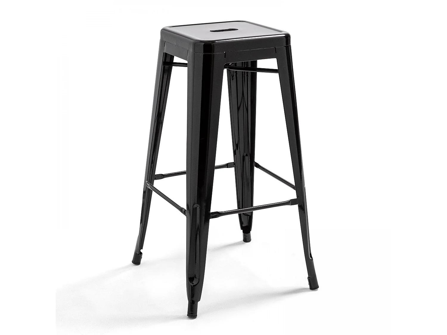 Lot de 4 tabourets de bar en acier noir brillant