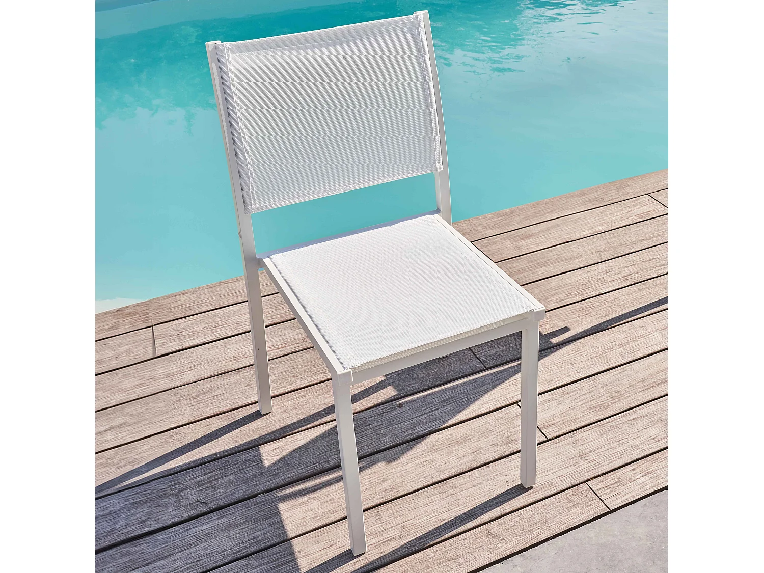 Chaise de jardin aluminium et textilène blanc