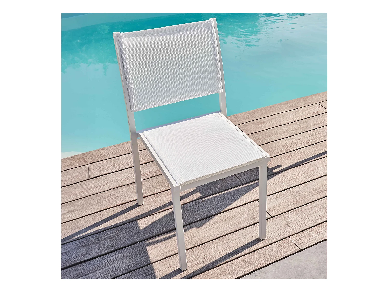 Chaise de jardin aluminium et textilène blanc