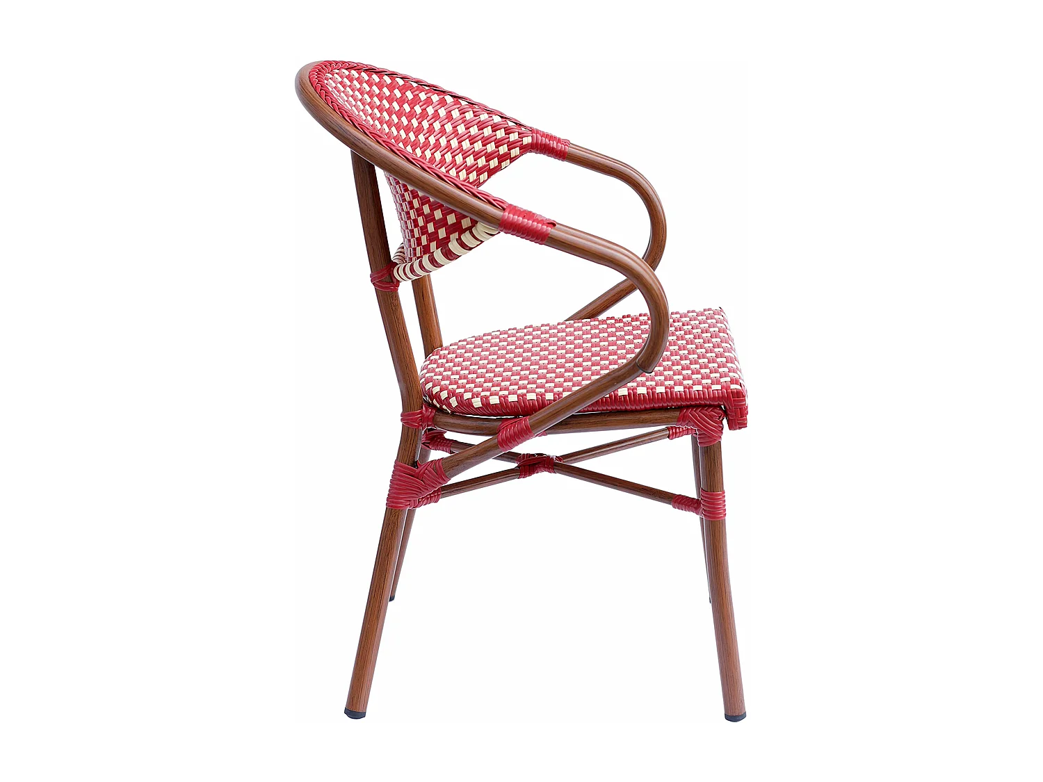 Fauteuil de terrasse bistrot parisien en aluminium rouge
