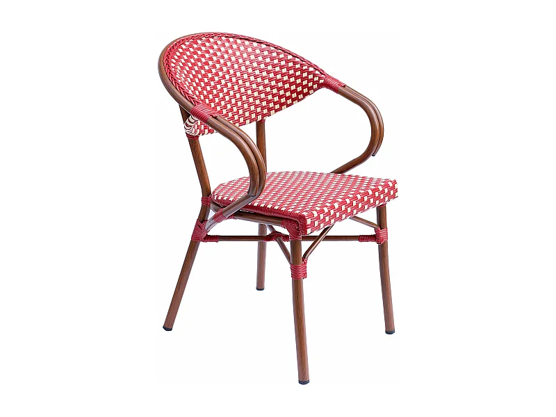 Fauteuil de terrasse bistrot parisien en aluminium rouge