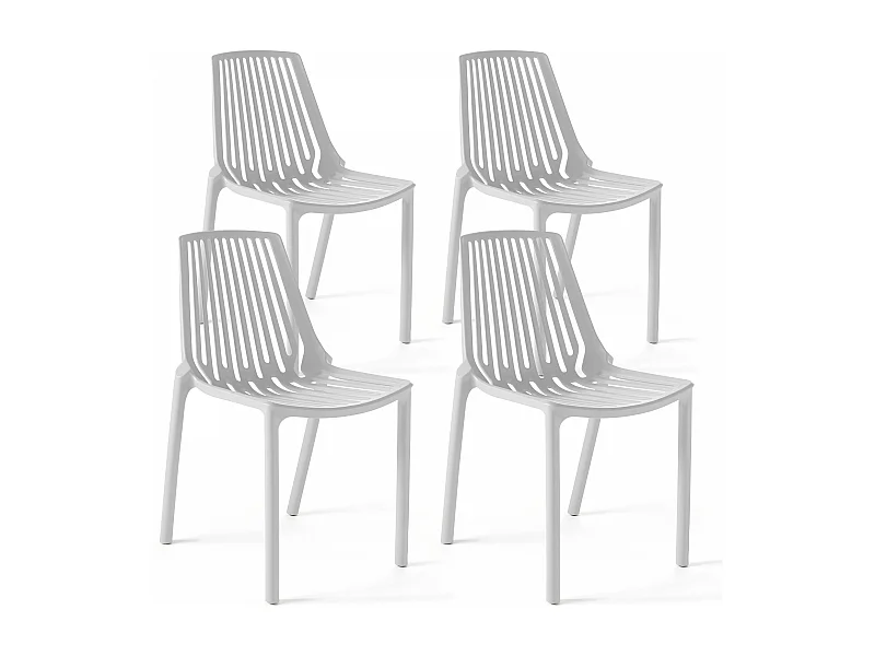 Lot de 4 chaises en plastique blanc