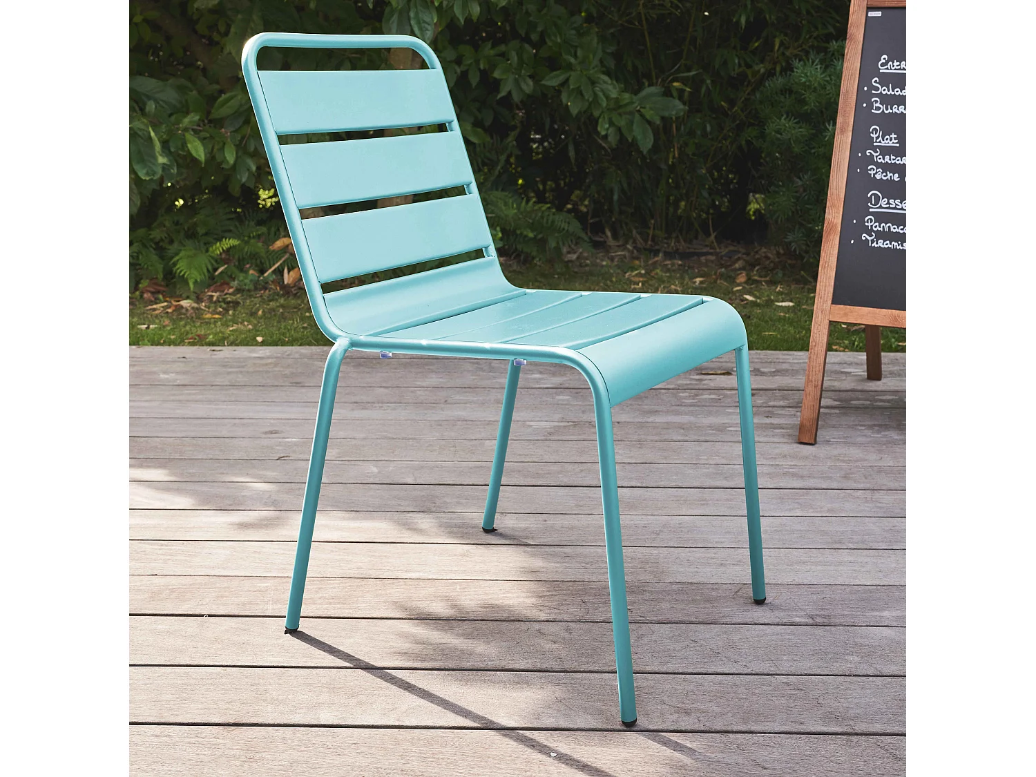 Chaise de jardin en métal turquoise - Palavas