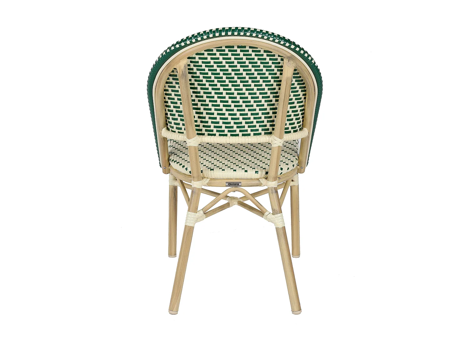 Chaise de terrasse bistrot parisien en aluminium et rotin vert foncé